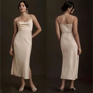 Sachin and Babi Nudey Blush Pink Cowl Neck Midi Cali Dress Size 8 Minimalist